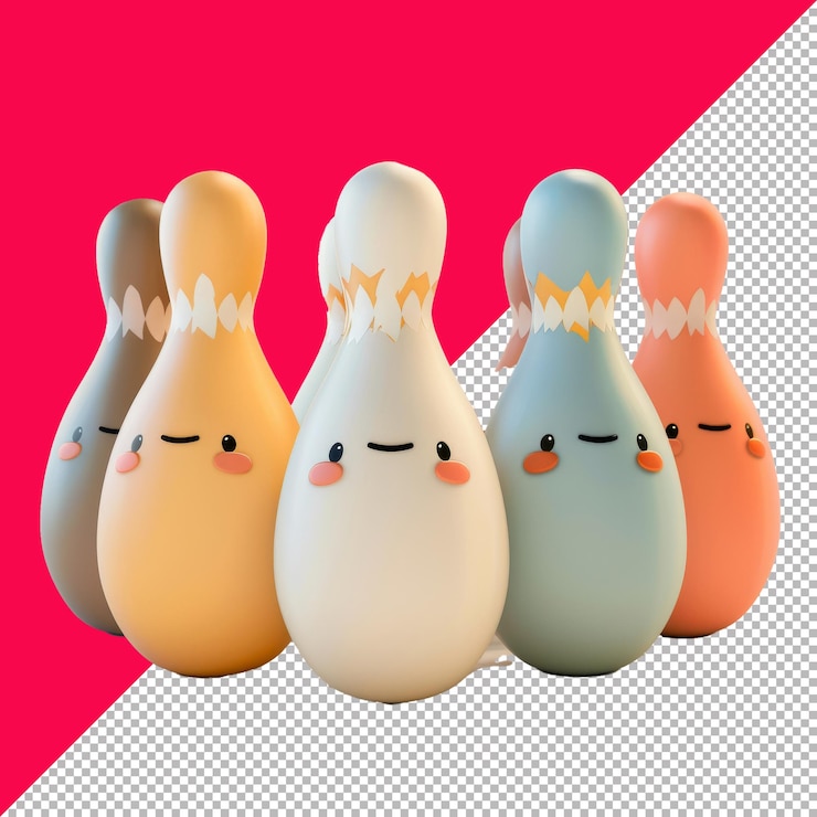 PSD pines de bolos 3d en fondo transparente png psd