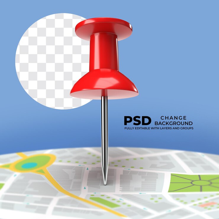 PSD pines de empuje rojos realistas