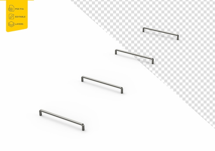 PSD pines de grapa metálicos minimalistas dispuestos en una fila perfectos para uso de oficina o papelería ilustración 3d