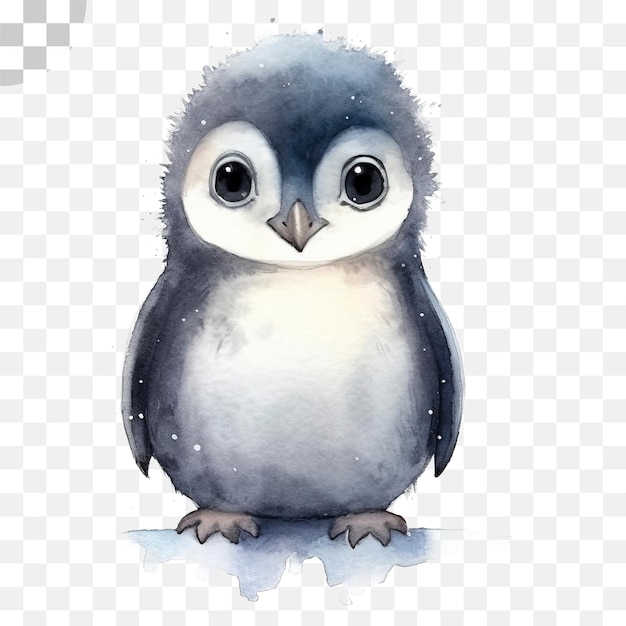 PSD un pingouin à l'aquarelle sur un fond transparent