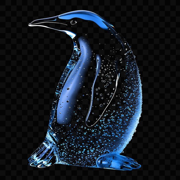 PSD un pingouin bleu avec un bec bleu et des bulles dessus