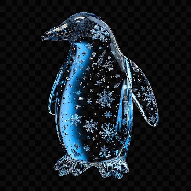 PSD un pingouin bleu avec des flocons de neige sur le dos