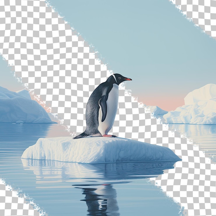PSD le pingouin gentoo solitaire sur la glace de mer de l'antarctique
