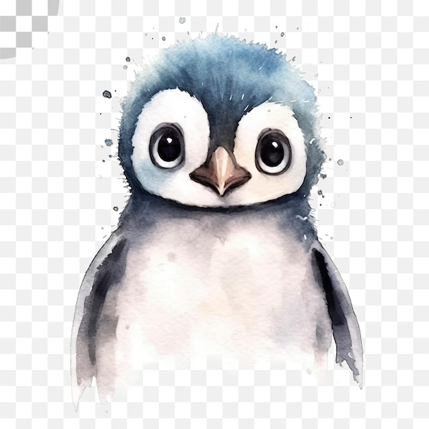 Pinguim aquarela em fundo transparente