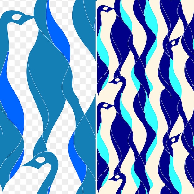 PSD pinguim com silhueta ereta desenho curvilíneo mínimo um padrão sem costura azulejos dia mundial do oceano