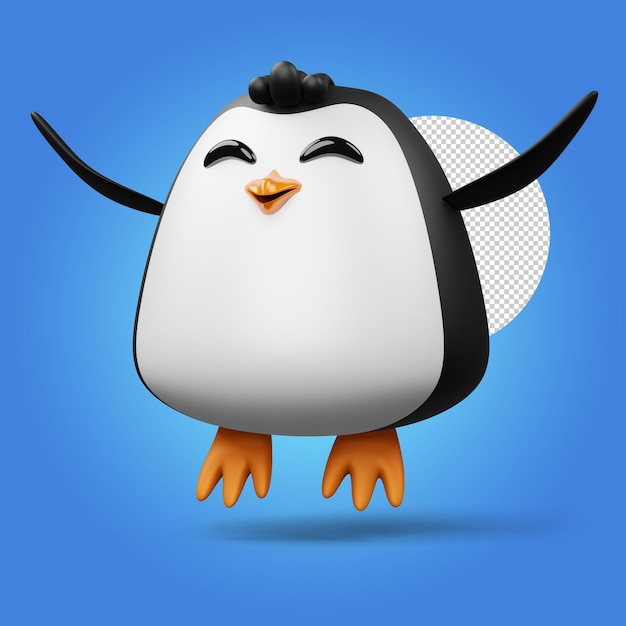 PSD pinguim fofo animal fofo ilustração de renderização 3d