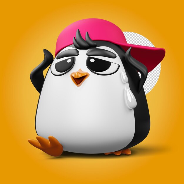 Pinguim fofo animal fofo ilustração de renderização 3d