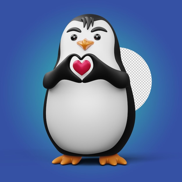 Pinguim fofo animal fofo ilustração de renderização 3d