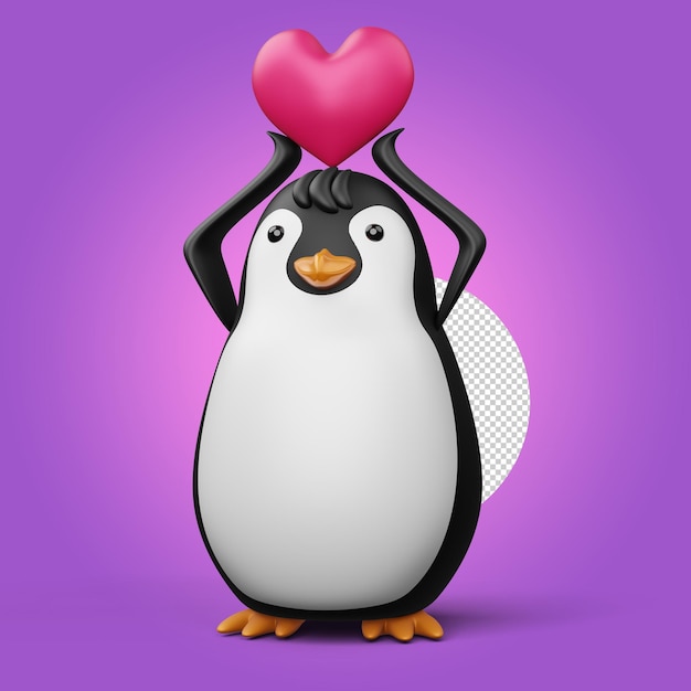 Pinguim fofo animal fofo ilustração de renderização 3d