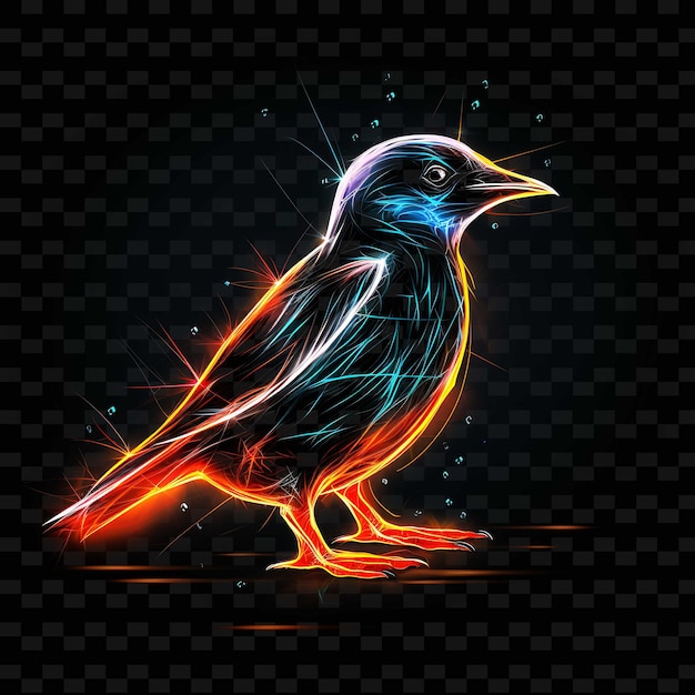 PSD pinguin arctic chill gerade neonlinien eisbergflügel auf bl png y2k formen transparente lichtkunst