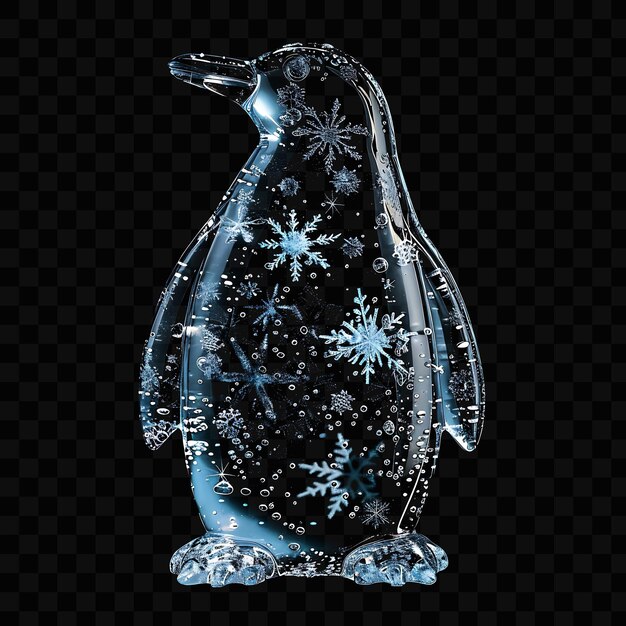 PSD un pingüino azul con copos de nieve en la espalda