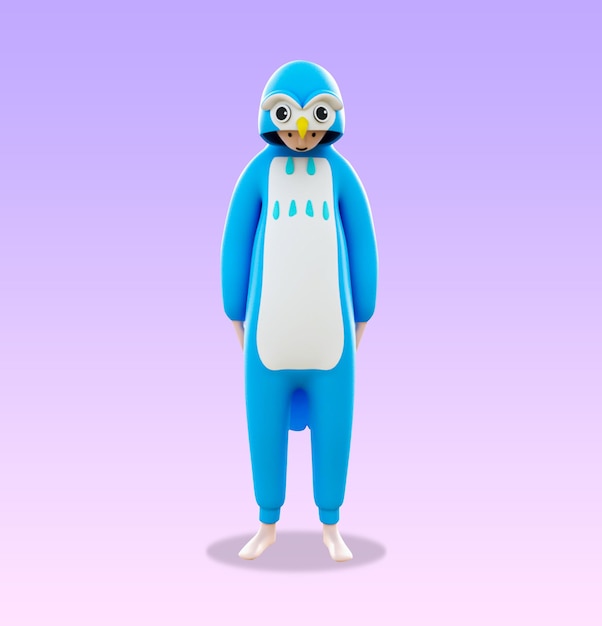 PSD un pingüino azul con un disfraz de pingüino azul.