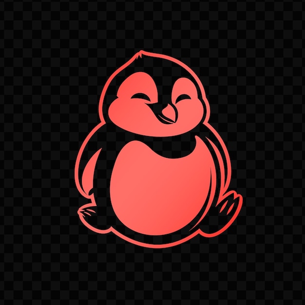 PSD un pingüino con un corazón rosa en el fondo negro