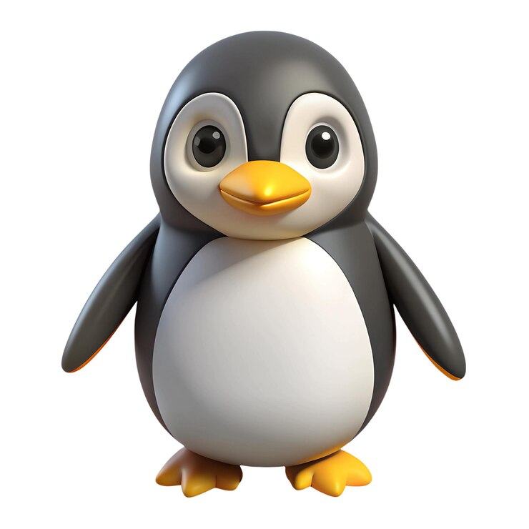 PSD pingüino de dibujos animados aislado en un fondo transparente