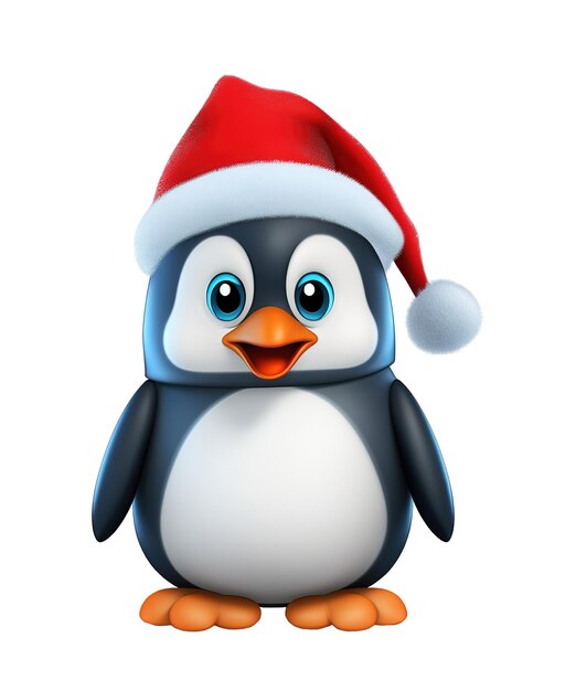 PSD pingüino de dibujos animados con sombrero de navidad