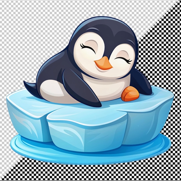PSD el pingüino se duerme en el hielo.