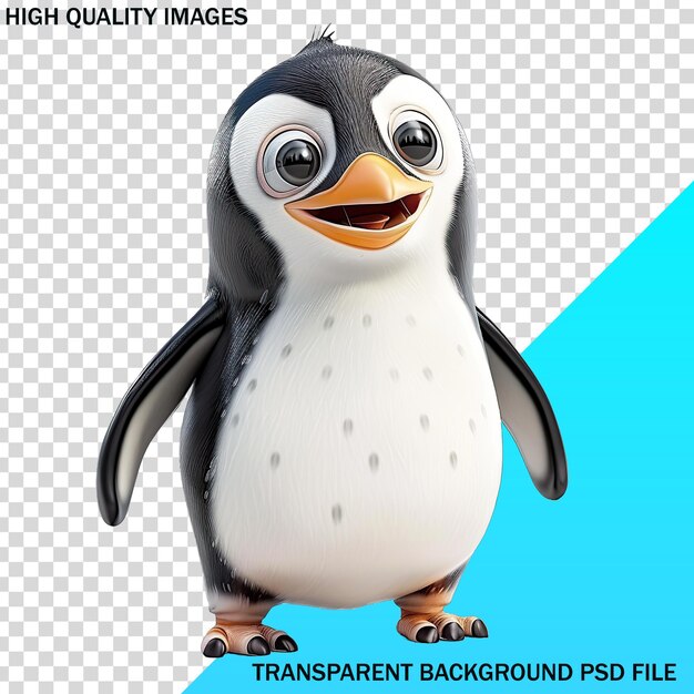 Un pingüino con un fondo azul que dice alta calidad