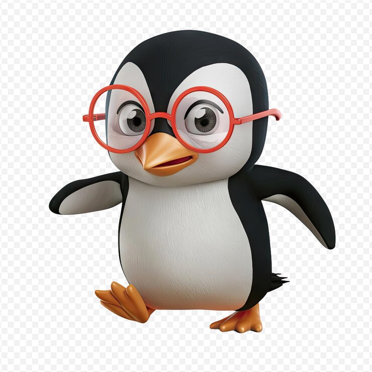 PSD un pingüino con gafas con un par de gafas de borde rojo