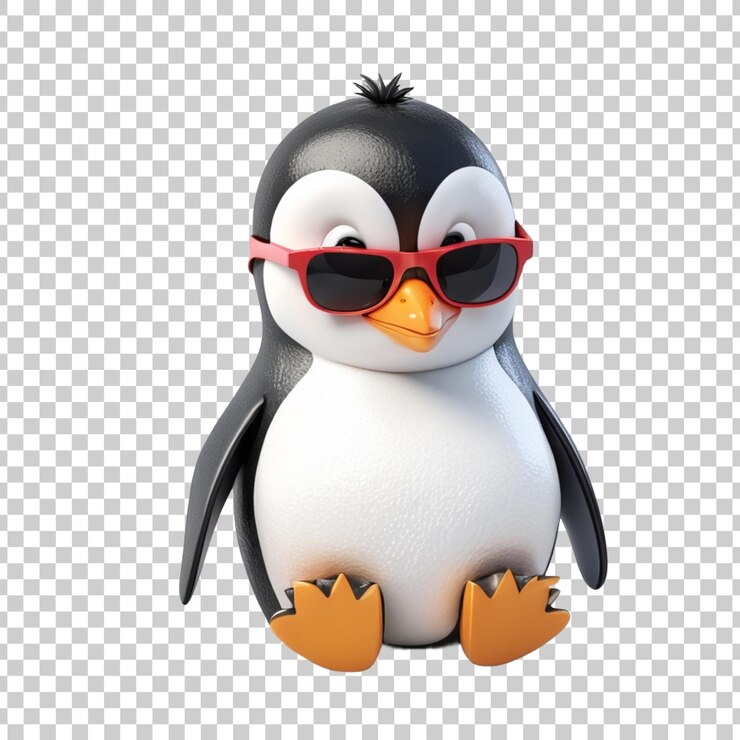 PSD un pingüino con gafas de sol y un par de gafas rojas
