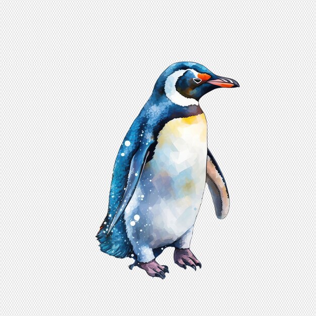 PSD pingüino ilustrado en acuarela aislada