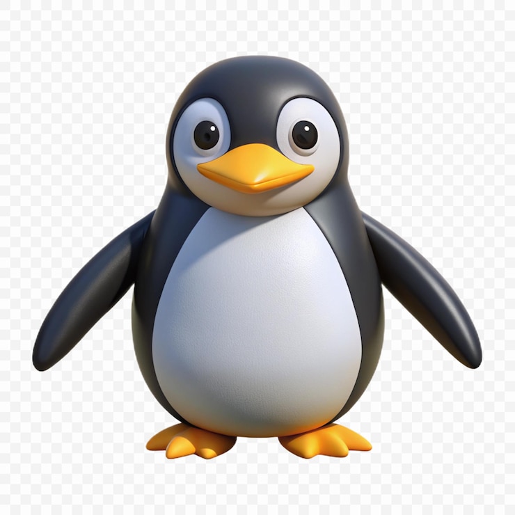PSD un pingüino con una nariz negra y pies amarillos