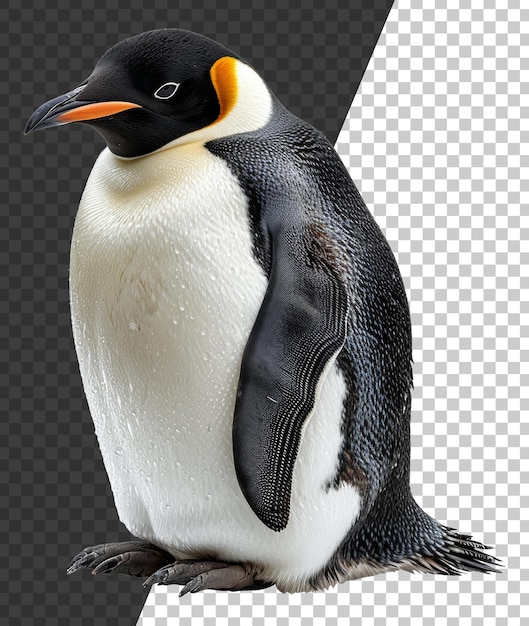 PSD un pingüino de pie en sus patas traseras mirando la cámara png