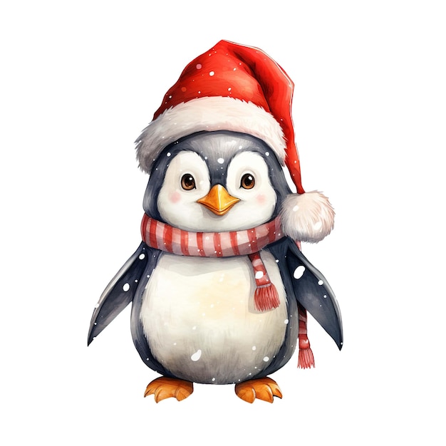 PSD un pingüino con un sombrero de santa