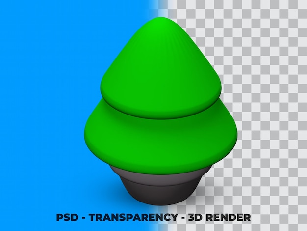 Pinheiro de natal 3d no pote com fundo transparente premium psd