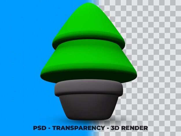 PSD pinheiro de natal 3d no pote com fundo transparente premium psd