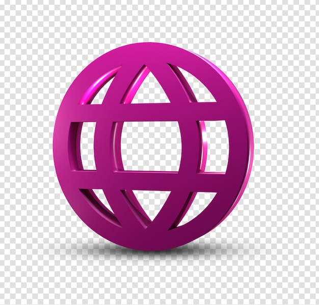 Pink 3D Globe Icon