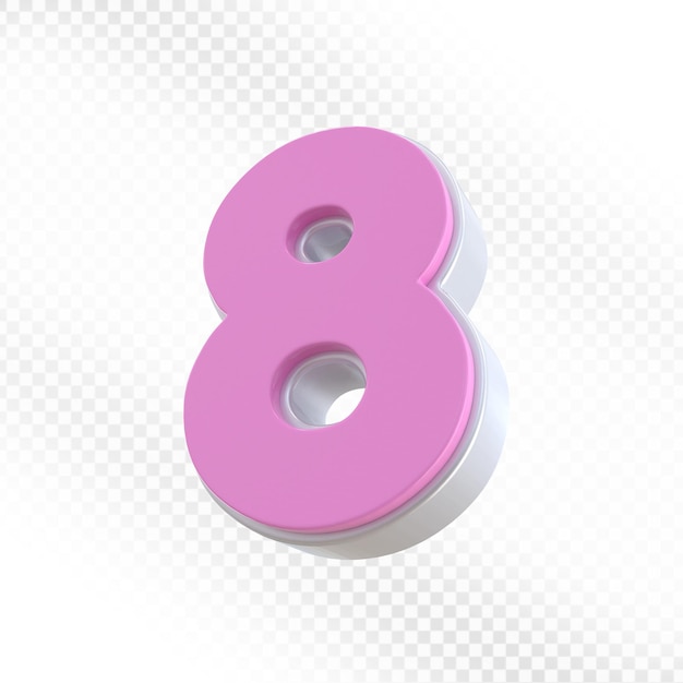 Pink 3D-Rendering der Zahl 8