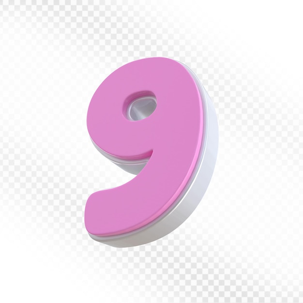 Pink 3D-Rendering der Zahl 9