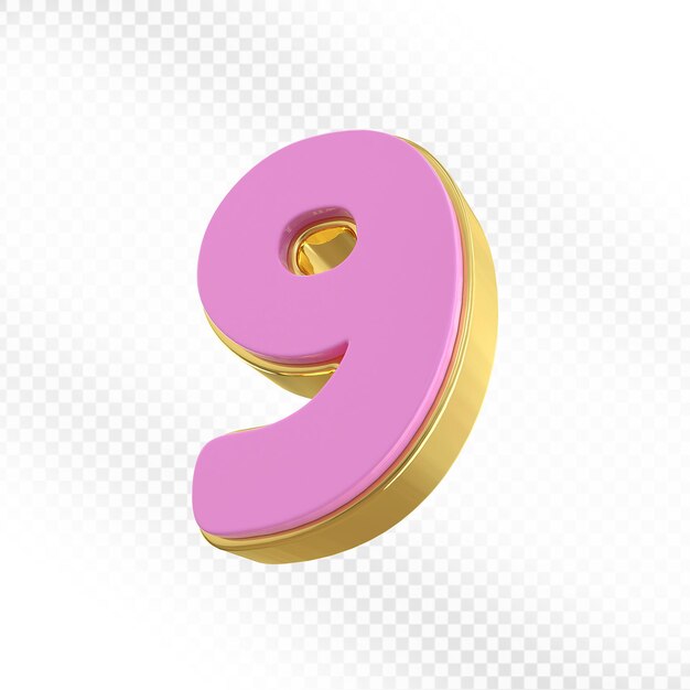 Pink 3D-Rendering der Zahl 9