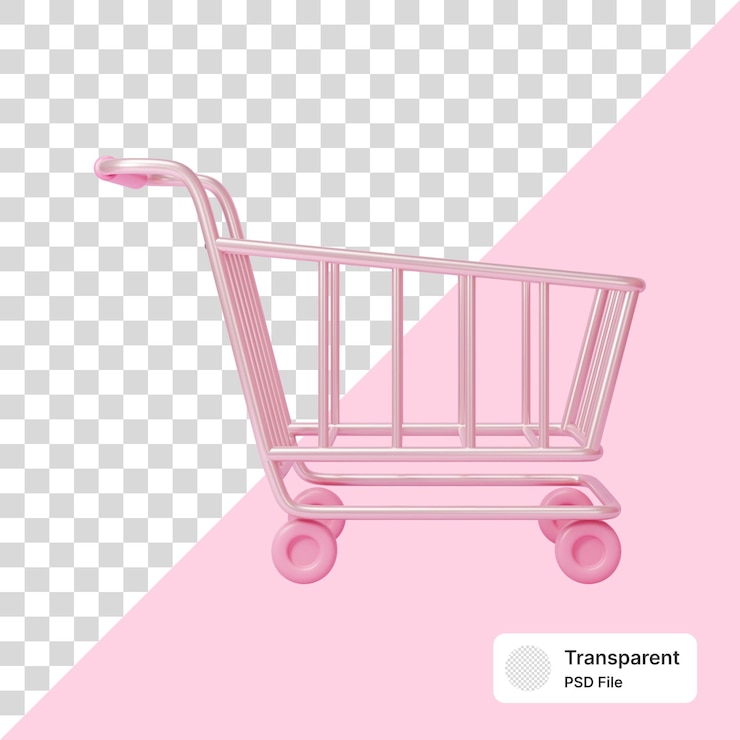 PSD pink 3d shopping cart icon
