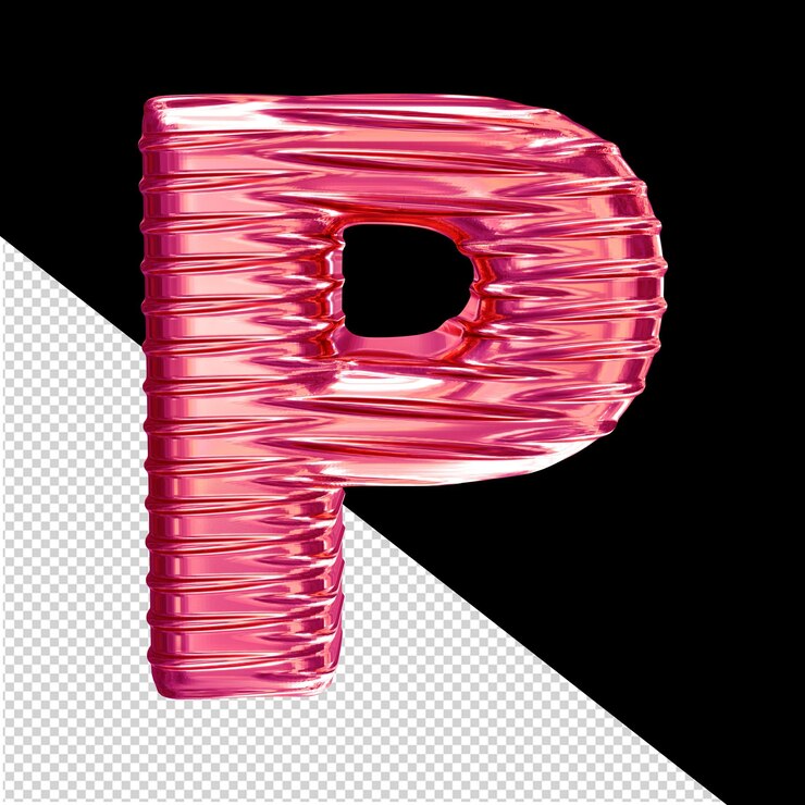 PSD pink 3d symbol with ribbed horizontal letter p