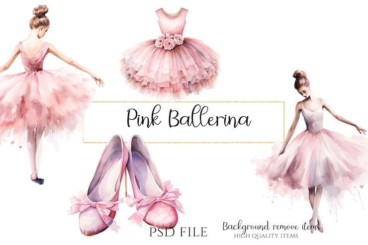 PSD pink ballerina clipart png psd cliparts de alta qualidade para designs de festas e cartões de jornal