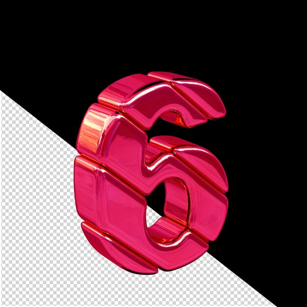 pink diagonal block 3d symbol view from the left number 6