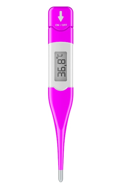 Pink Digital Medical Thermometer Mundthermometer mit flexibler Spitze 3D-Rendering isoliert auf transparentem Hintergrund