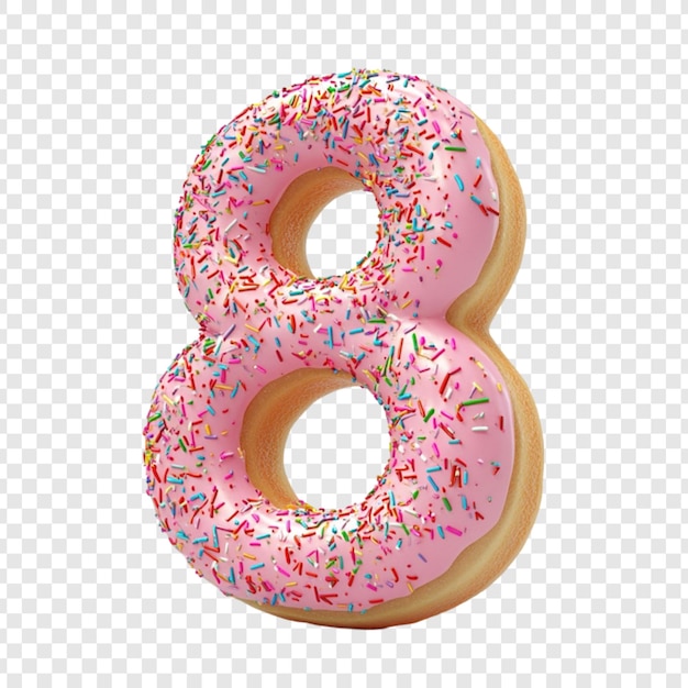 Pink Donut Number Eight Sweet Treat Sprinkles Delight
