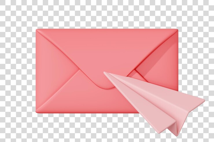 PSD pink envelope with paper airplane icon