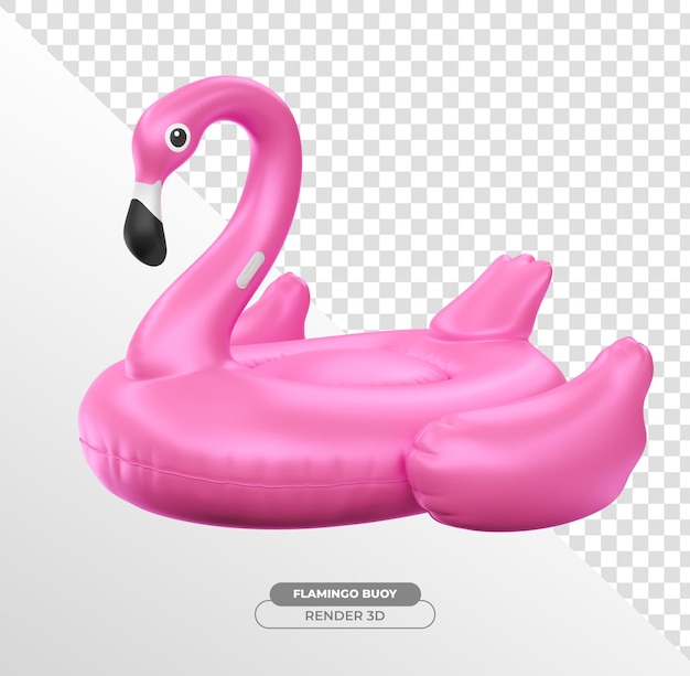 PSD pink-flamingo-pool-float in 3d-rendering realistisch isoliert auf transparentem hintergrund