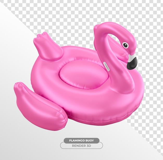Pink-Flamingo-Pool-Float in 3D-Rendering realistisch isoliert auf transparentem Hintergrund