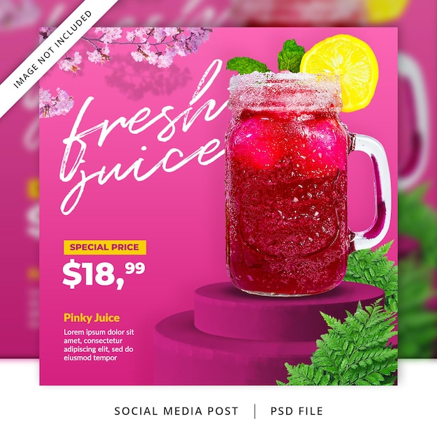 Pink fresh orange juice flyer oder social media banner