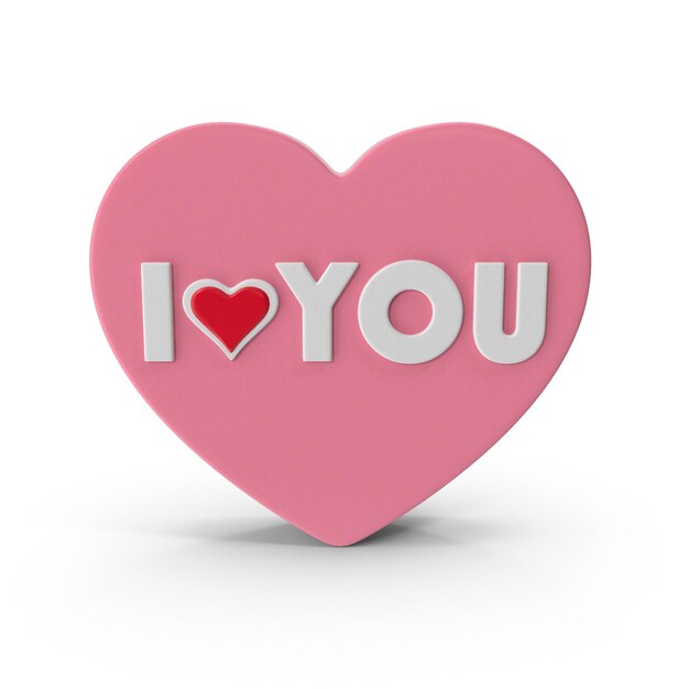 Pink heart with I love you message