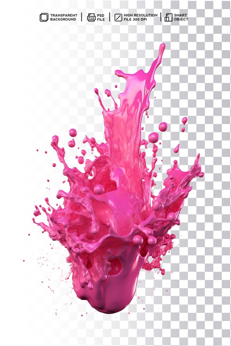 Pink Liquid Splash Bursh auf transparentem Hintergrund