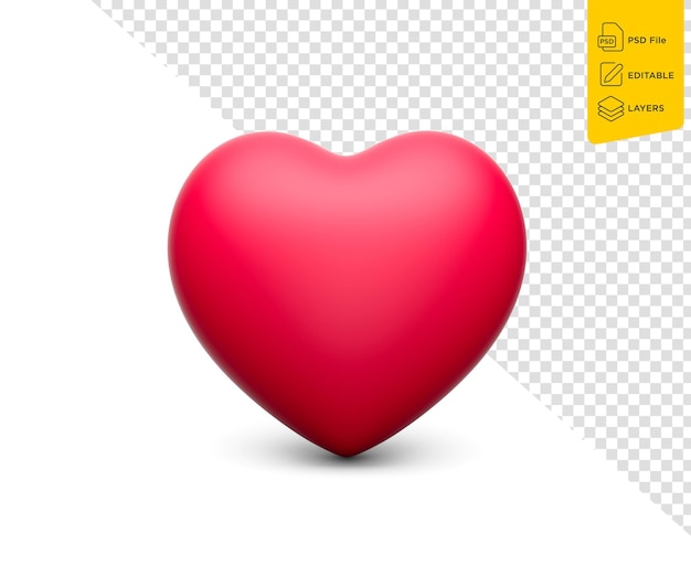 Pink Love Heart auf isoliertem Hintergrund 3D-Illustration