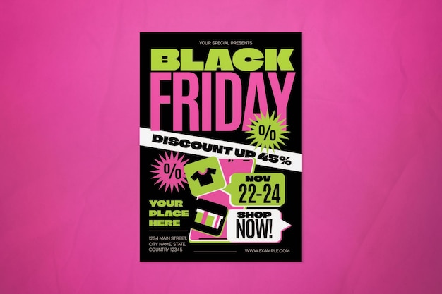 Pink Maximalist Black Friday Social Media Flyer von Green Maximalist