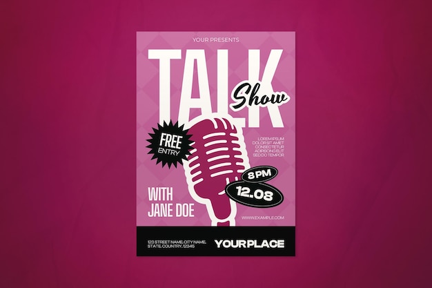 Pink Modern Flat Design Talk Show Flyer de mídias sociais
