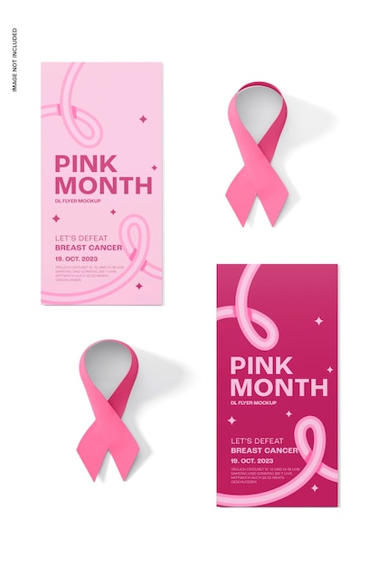 PSD pink month dl flyers mockup