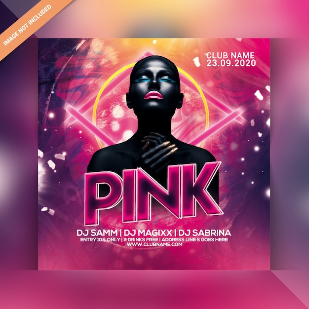 Pink nacht party flyer